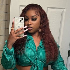 24 inch reddish brown human curly lace front wig